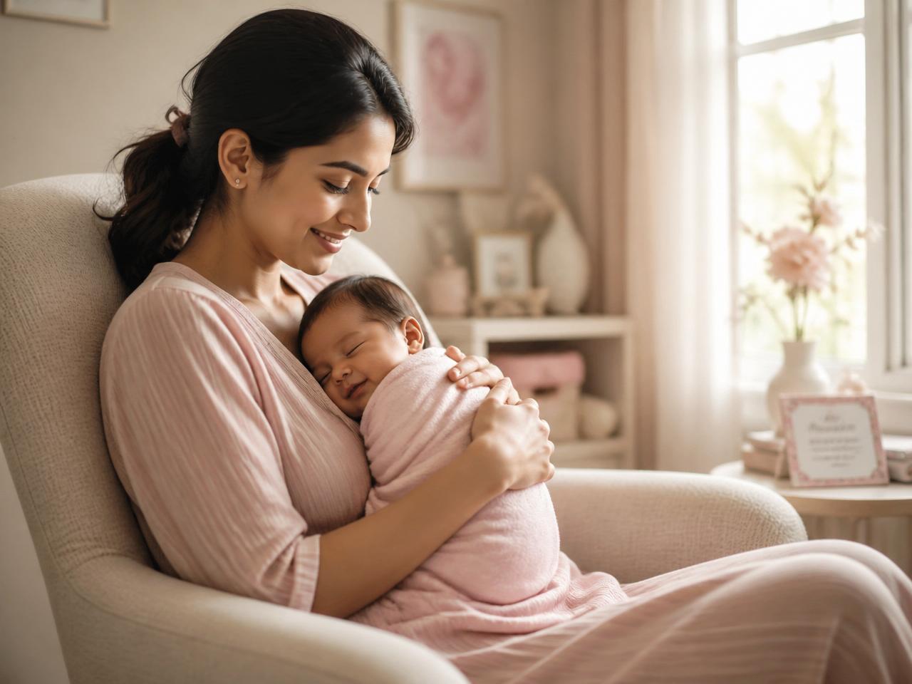 Mother holding her newborn baby